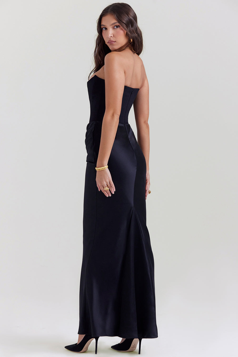 Lila - Satin Dress with Hourglass Shape Silhouette