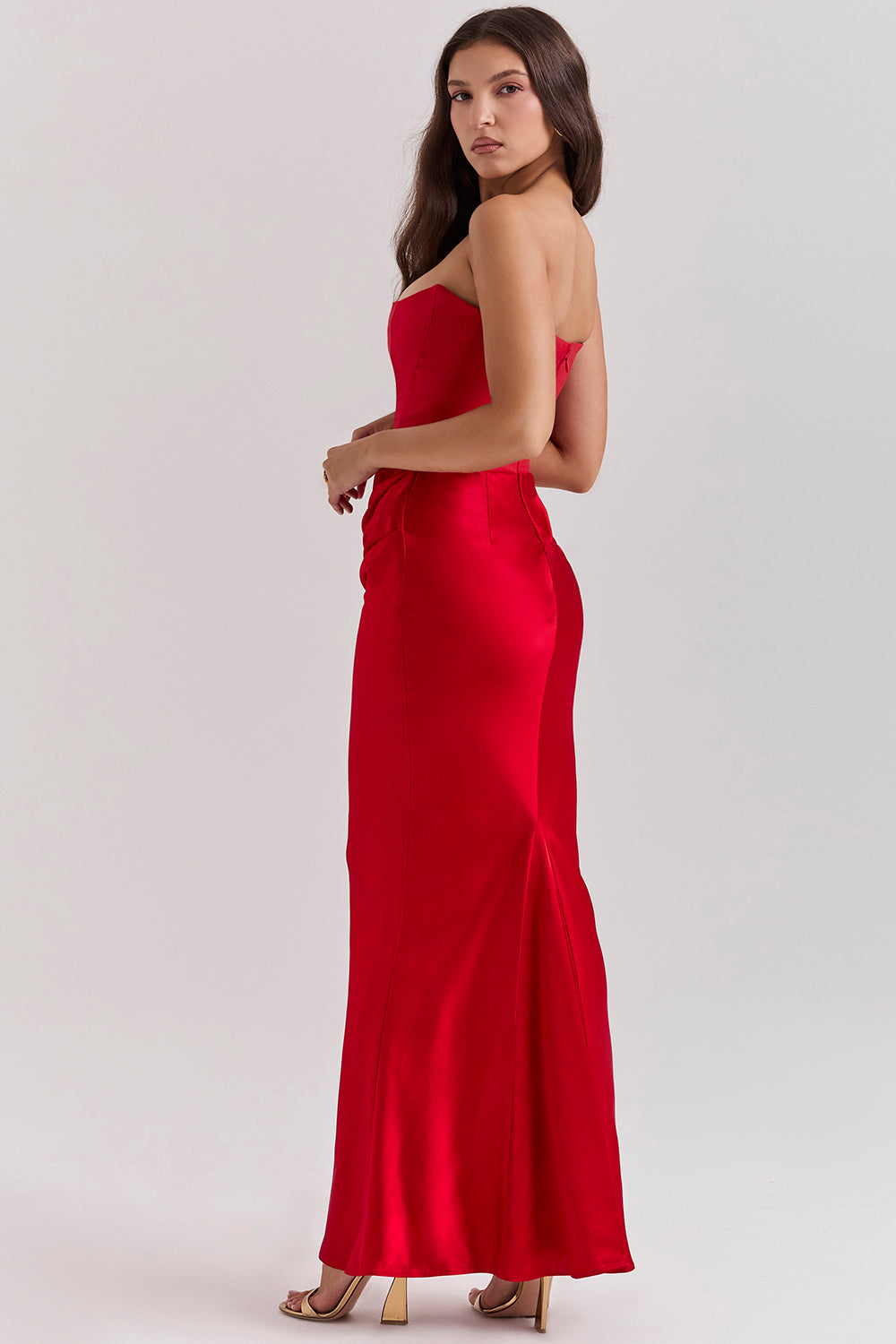 Lila - Satin Dress with Hourglass Shape Silhouette