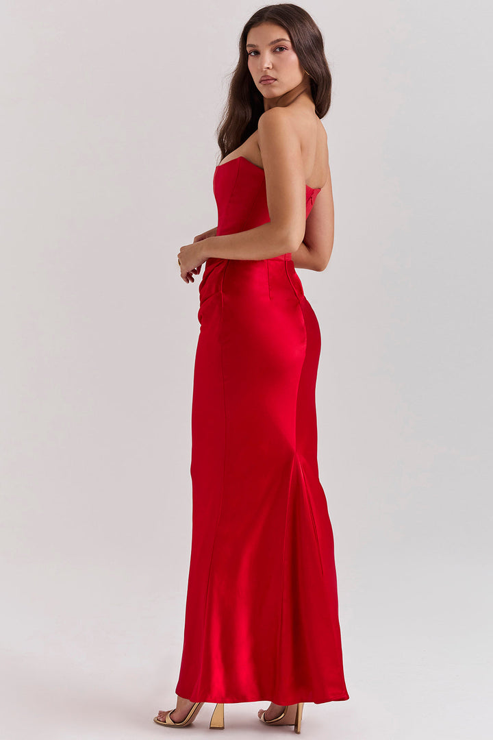 Lila - Satin Dress with Hourglass Shape Silhouette