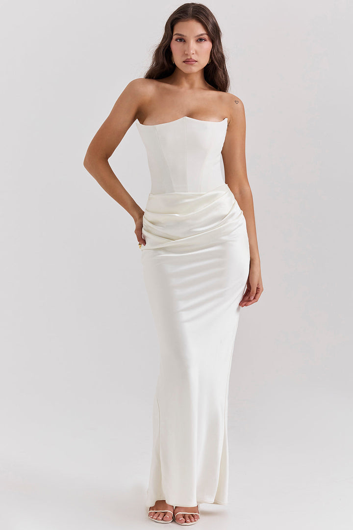 Lila - Satin Dress with Hourglass Shape Silhouette