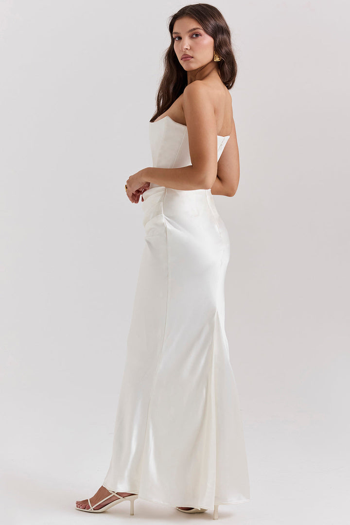 Lila - Satin Dress with Hourglass Shape Silhouette
