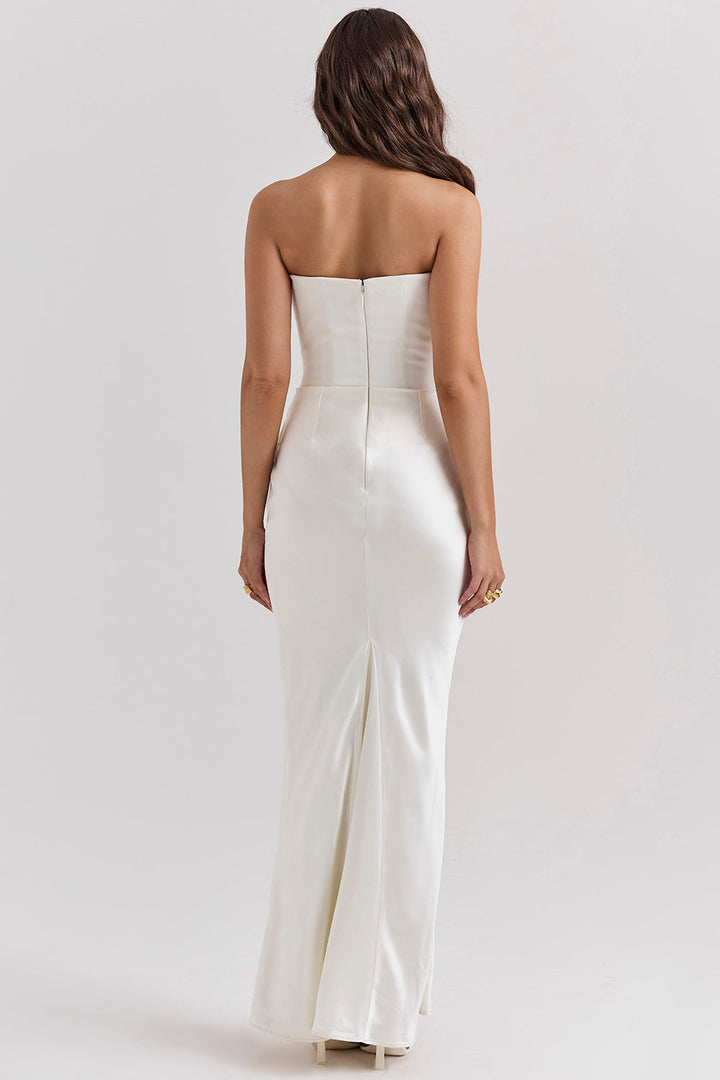 Lila - Satin Dress with Hourglass Shape Silhouette